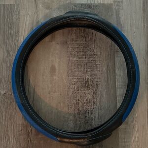 Elegant Black and Blue Steering Wheel Cover